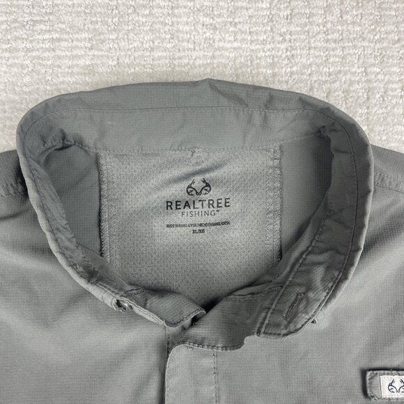 RealTree Fishing Shirt Mens XL Light Gray Button Up Vented Pockets Lightweight - Picture 7 of 16